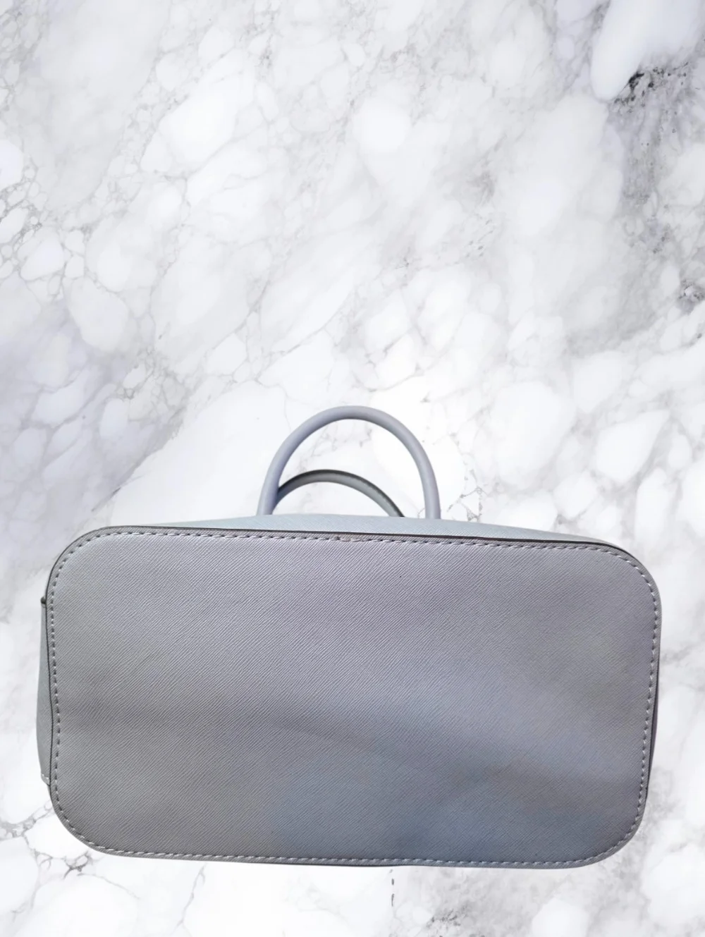 Guess Gray Dome Satchel Crossbody Bag Structured Top Handle Silver Logo